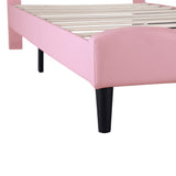 3ft Single Upholstered Bed Frame with Adjustable Chic Button-Tufted Headboard, PU Faux Leather Bed Frame with Solid Wood Slat, No Box Spring Needed, Easy Assembly, Pink+Beige (No Mattress)_24