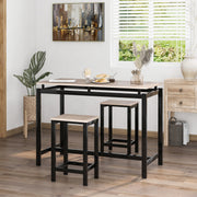 Bar Table Set, Bar Table with 2 Bar Stools, Breakfast Bar Table and Stool Set, Kitchen Counter with Bar Chairs, Industrial for Kitchen, Living Room, Party Room（Oak）_0