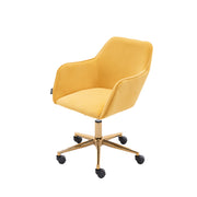 New Velvet Fabric Material Adjustable Height Swivel Home Office Chair For Indoor Office With Gold Legs,Yellow_1