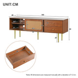 Rattan TV Stand Cabinet Modern TV Table Storage Unit TV Entertainment Unit with 2 Doors and 2 Drawers TV Unit for Living Room or Bedroom_25