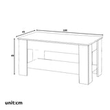Lift up Top Coffee Table with storage and shelf living room(White)_7