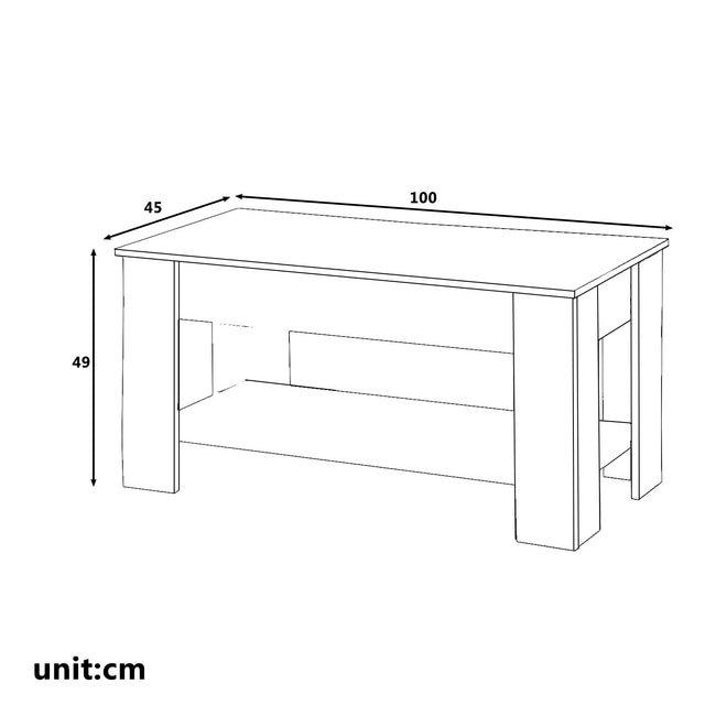 Lift up Top Coffee Table with storage and shelf living room(White)_7