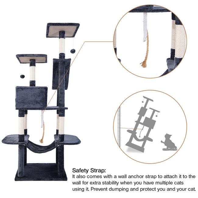 Cat Kitten Tree Cat Climbing Scratching Post Cat Scratcher Activity Centre 170cm_6
